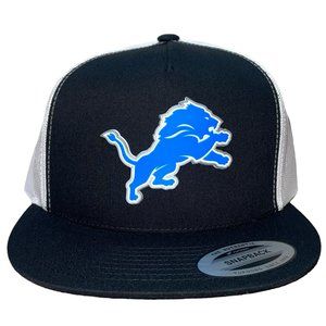 Detroit Lions YP Snapback Flat Bill Trucker Hat- Black/ White